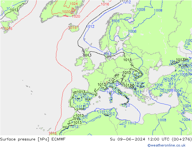 ciśnienie ECMWF nie. 09.06.2024 12 UTC