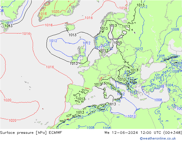 ciśnienie ECMWF śro. 12.06.2024 12 UTC