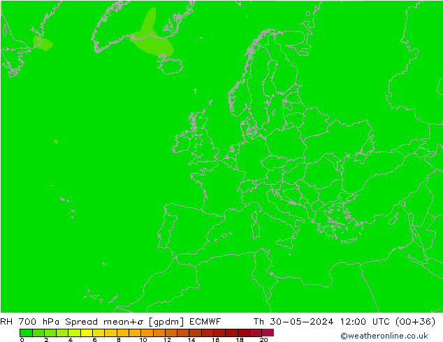 700 hPa Nispi Nem Spread ECMWF Per 30.05.2024 12 UTC