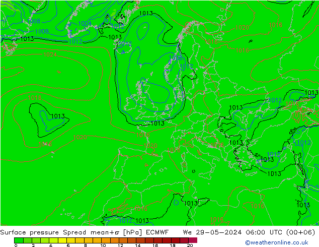 Bodendruck Spread ECMWF Mi 29.05.2024 06 UTC