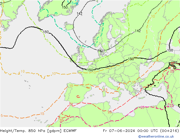 Height/Temp. 850 hPa ECMWF pt. 07.06.2024 00 UTC