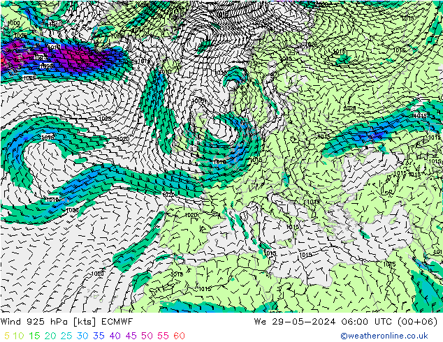 Wind 925 hPa ECMWF Mi 29.05.2024 06 UTC