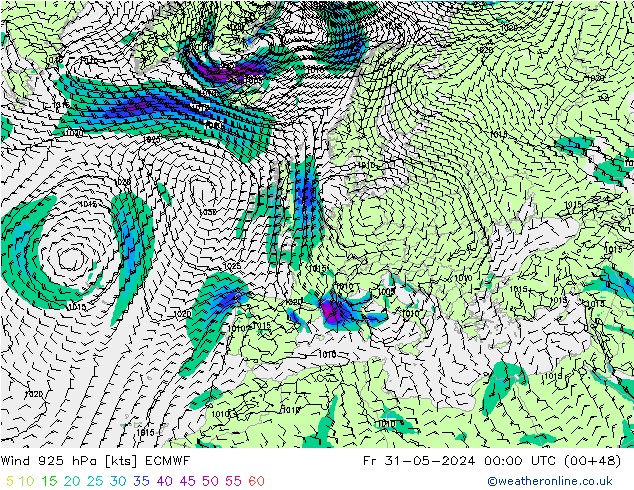 Wind 925 hPa ECMWF vr 31.05.2024 00 UTC