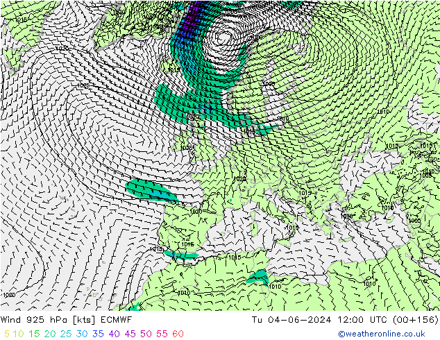 Vento 925 hPa ECMWF mar 04.06.2024 12 UTC