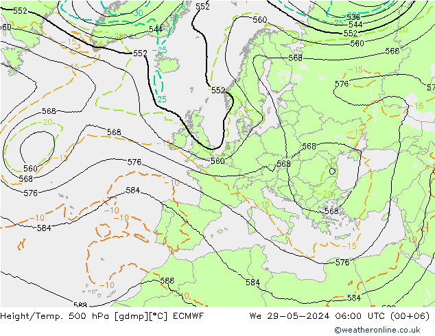 Height/Temp. 500 hPa ECMWF We 29.05.2024 06 UTC