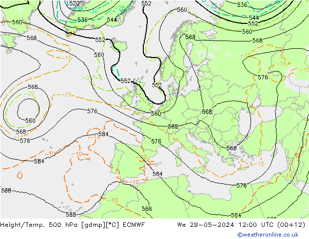 Yükseklik/Sıc. 500 hPa ECMWF Çar 29.05.2024 12 UTC