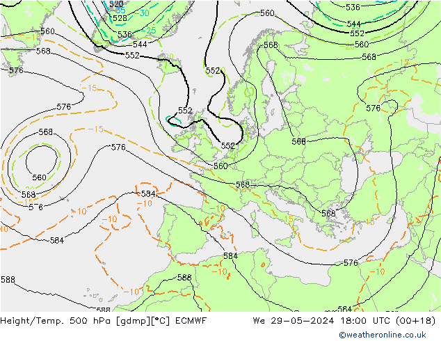 Géop./Temp. 500 hPa ECMWF mer 29.05.2024 18 UTC