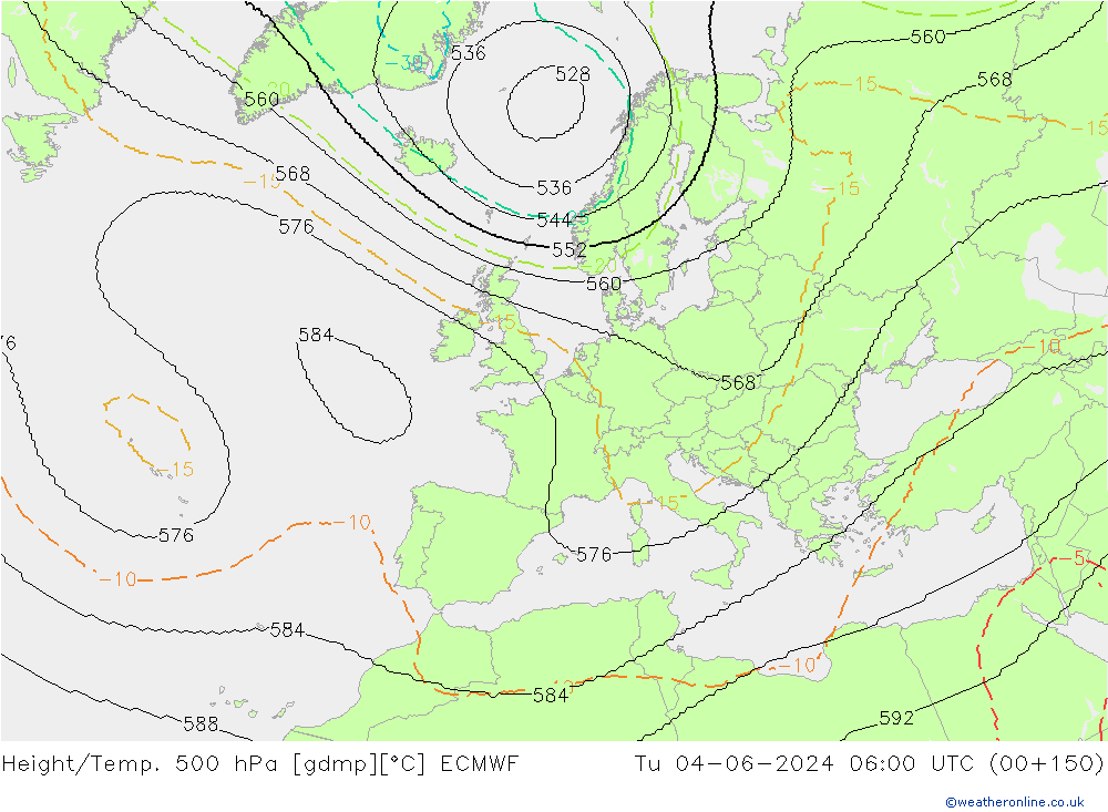 Height/Temp. 500 hPa ECMWF  04.06.2024 06 UTC