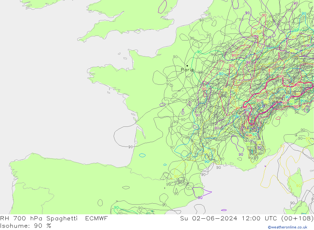 700 hPa Nispi Nem Spaghetti ECMWF Paz 02.06.2024 12 UTC