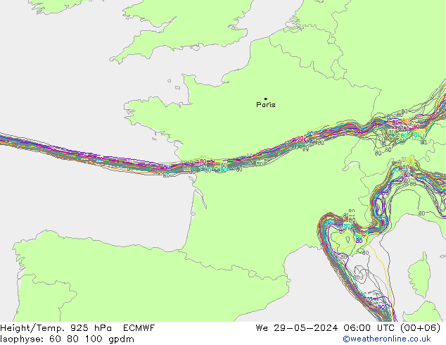 Yükseklik/Sıc. 925 hPa ECMWF Çar 29.05.2024 06 UTC