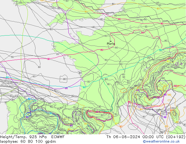 Hoogte/Temp. 925 hPa ECMWF do 06.06.2024 00 UTC