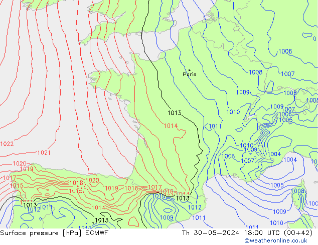 Pressione al suolo ECMWF gio 30.05.2024 18 UTC