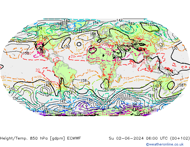 Height/Temp. 850 hPa ECMWF  02.06.2024 06 UTC