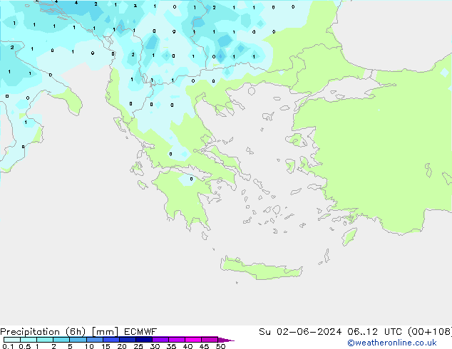 Nied. akkumuliert (6Std) ECMWF So 02.06.2024 12 UTC