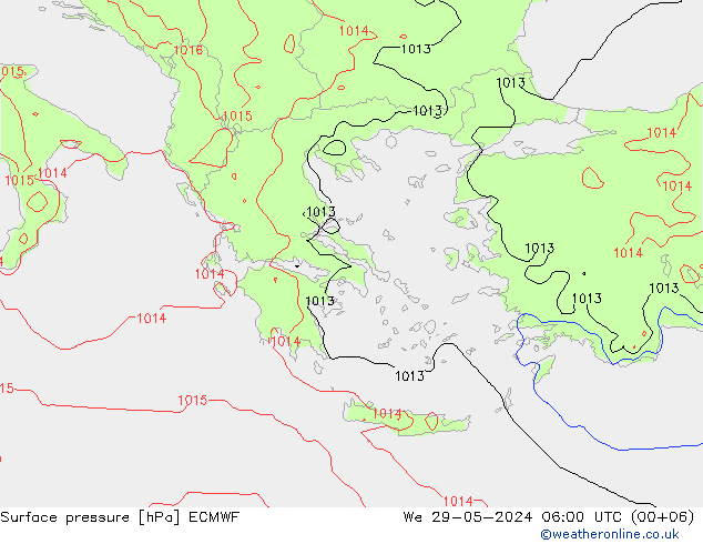 pressão do solo ECMWF Qua 29.05.2024 06 UTC