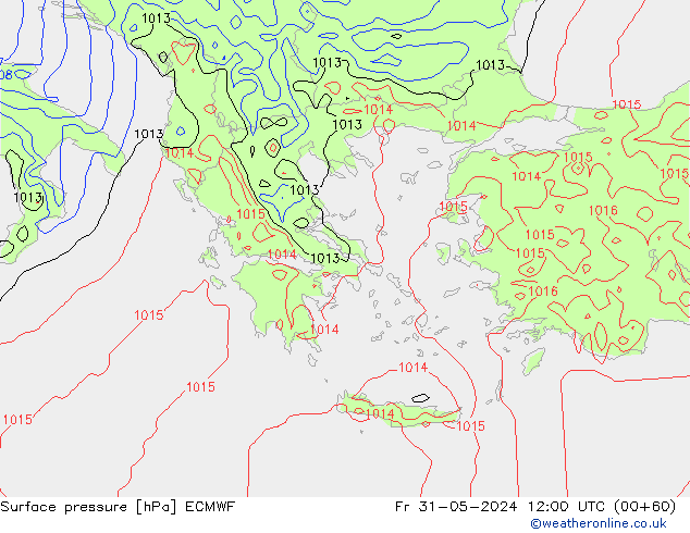 Surface pressure ECMWF Fr 31.05.2024 12 UTC