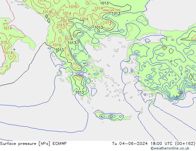 Presión superficial ECMWF mar 04.06.2024 18 UTC