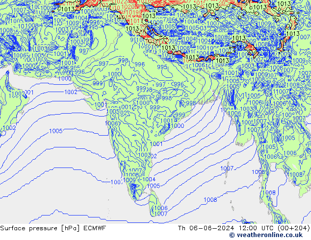 Pressione al suolo ECMWF gio 06.06.2024 12 UTC