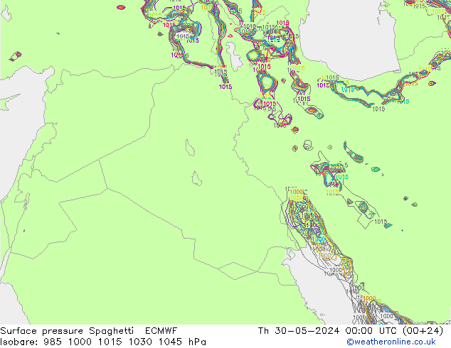 Atmosférický tlak Spaghetti ECMWF Čt 30.05.2024 00 UTC