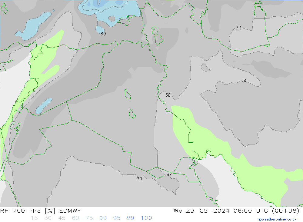 RH 700 hPa ECMWF St 29.05.2024 06 UTC