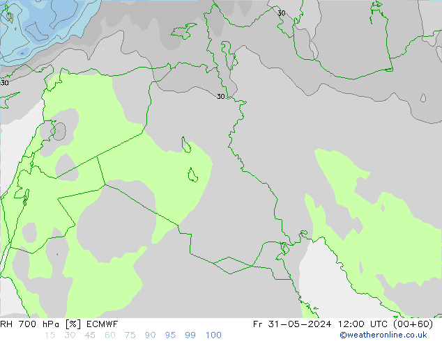 Humidité rel. 700 hPa ECMWF ven 31.05.2024 12 UTC