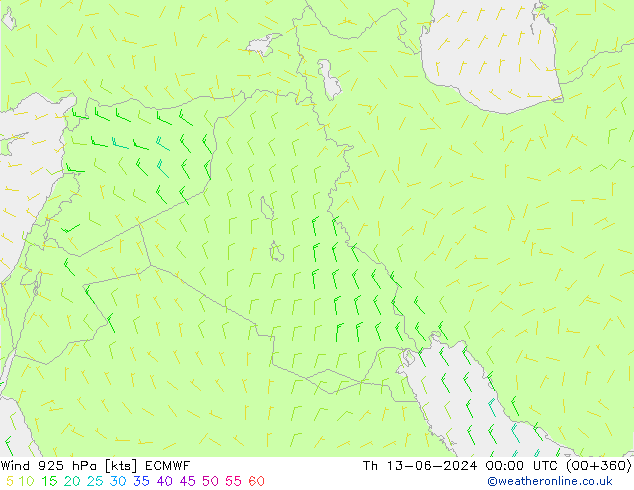 Wind 925 hPa ECMWF Th 13.06.2024 00 UTC