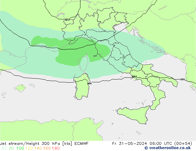 Jet stream ECMWF Sex 31.05.2024 06 UTC