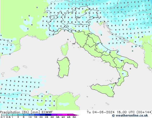 Yağış (6h) ECMWF Sa 04.06.2024 00 UTC