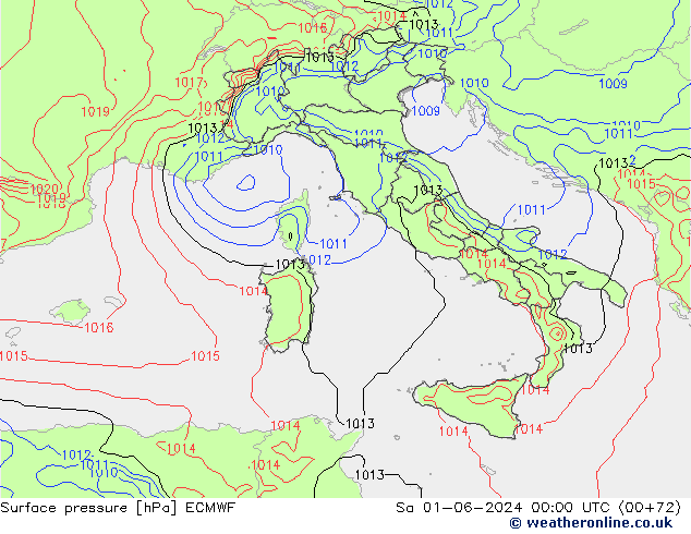 Surface pressure ECMWF Sa 01.06.2024 00 UTC