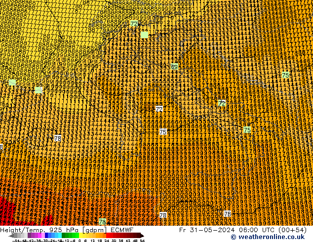 Height/Temp. 925 hPa ECMWF Sex 31.05.2024 06 UTC