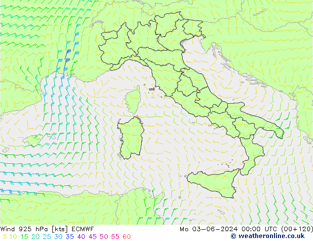 Wind 925 hPa ECMWF Mo 03.06.2024 00 UTC