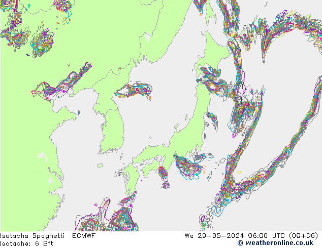 Isotachs Spaghetti ECMWF mer 29.05.2024 06 UTC