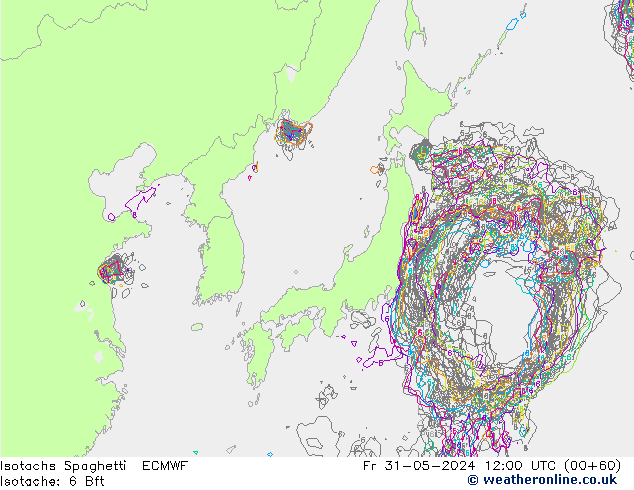 Isotachs Spaghetti ECMWF пт 31.05.2024 12 UTC