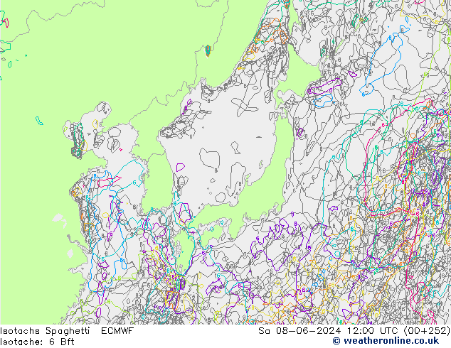 Isotachen Spaghetti ECMWF Sa 08.06.2024 12 UTC