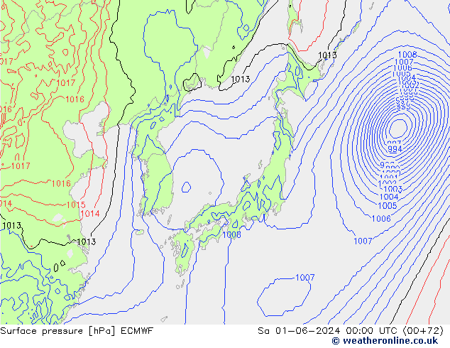 Yer basıncı ECMWF Cts 01.06.2024 00 UTC