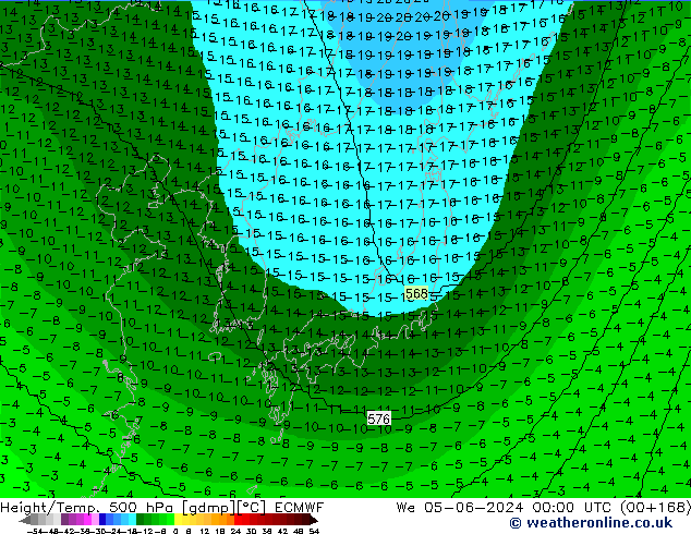 Height/Temp. 500 hPa ECMWF We 05.06.2024 00 UTC