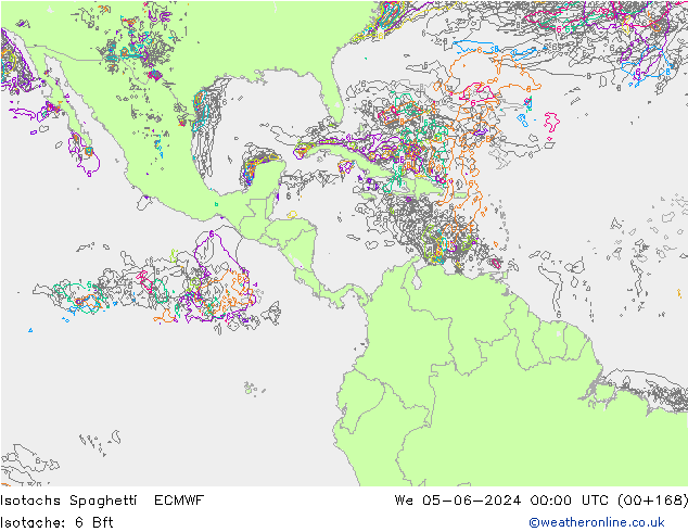 Isotachs Spaghetti ECMWF mer 05.06.2024 00 UTC