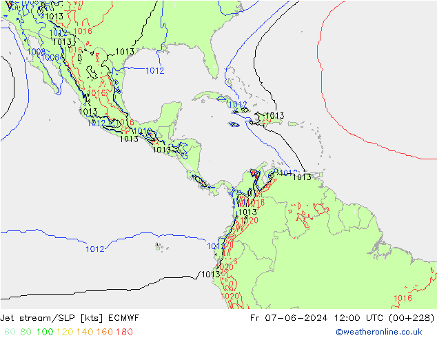 Corriente en chorro ECMWF vie 07.06.2024 12 UTC