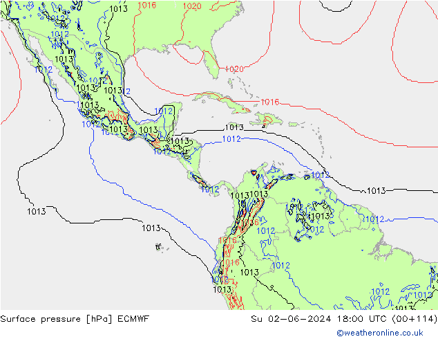 pression de l'air ECMWF dim 02.06.2024 18 UTC