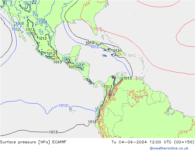 Surface pressure ECMWF Tu 04.06.2024 12 UTC