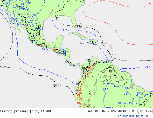 Luchtdruk (Grond) ECMWF wo 05.06.2024 06 UTC