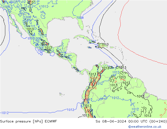 Surface pressure ECMWF Sa 08.06.2024 00 UTC