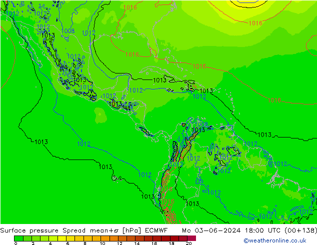 Bodendruck Spread ECMWF Mo 03.06.2024 18 UTC