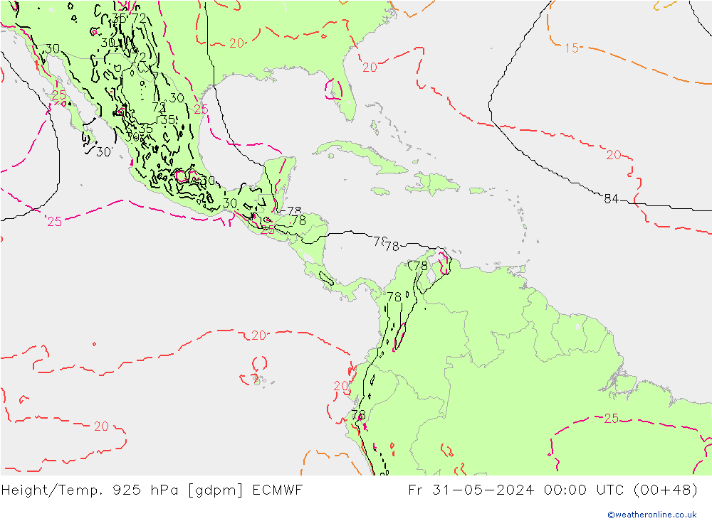 Height/Temp. 925 hPa ECMWF ven 31.05.2024 00 UTC