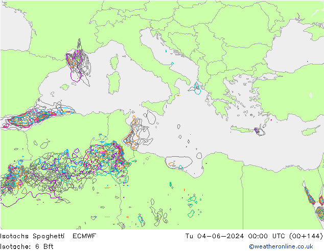 Eşrüzgar Hızları Spaghetti ECMWF Sa 04.06.2024 00 UTC