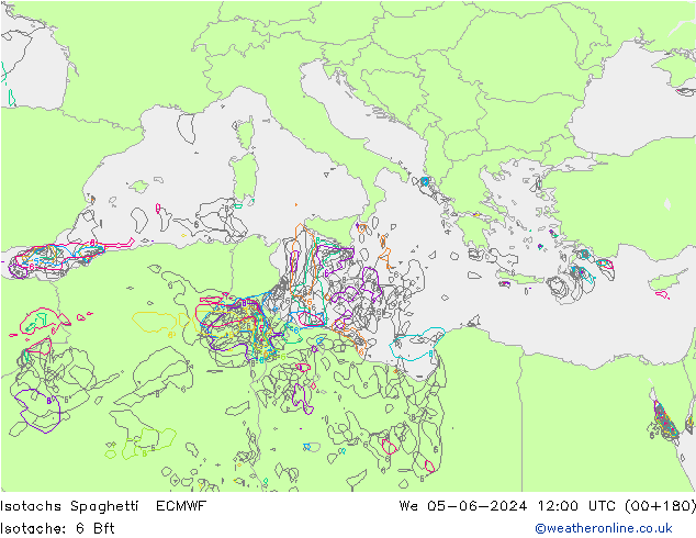Isotachs Spaghetti ECMWF St 05.06.2024 12 UTC