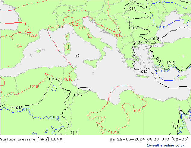 Atmosférický tlak ECMWF St 29.05.2024 06 UTC