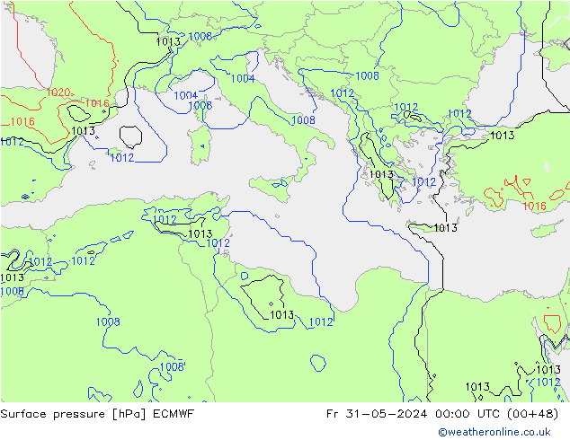 Surface pressure ECMWF Fr 31.05.2024 00 UTC