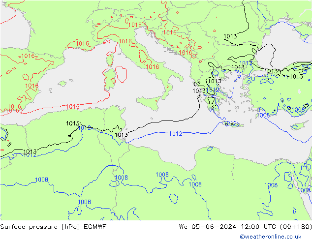 Atmosférický tlak ECMWF St 05.06.2024 12 UTC