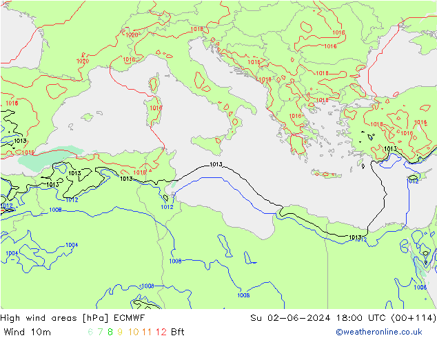 Windvelden ECMWF zo 02.06.2024 18 UTC